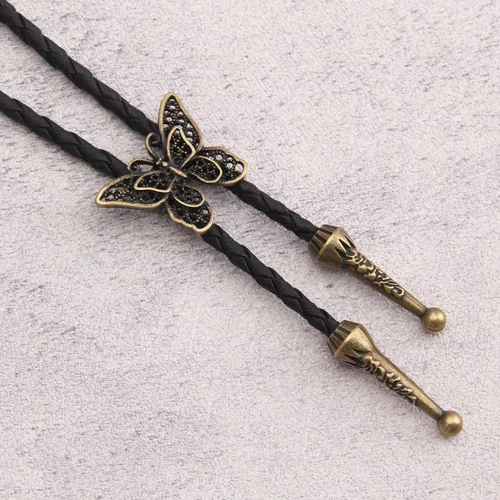 Vista 154 de Jeilwiy Corbata de bolo para hombre, corbata de vaquero occidental, collar de corbata de bolo dorado, corbata de cuero, corbata de Halloween