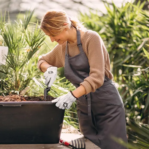 Vista 5 de Paquete de 12 pares de guantes de trabajo de cuero para almacén, guantes de jardinería y construcción para hombres y mujeres, guantes de trabajo