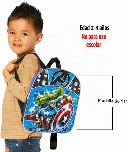 Vista 9 de Marvel Mini mochila Avengers para niños, Azul/Negro, Mini mochila de los Vengadores