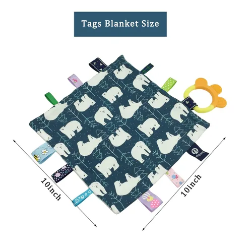 Vista 2 de Loveys Minky Dot - Manta de seguridad con características sensoriales Taggy, manta de felpa suave y relajante para bebés de 3 a 12 meses, 10 x 10
