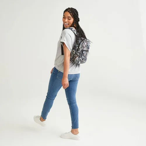 Vista 5 de Mochila pequeña de algodón para mujer, Medallón Tranquil - Algodón Reciclado