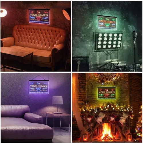 Vista 6 de Personalized Cigar Bar Lounge Tri-Color LED Neon Light Sign Customize Name Date Text Quote Font Green & Red & Yellow 13 x 8.7 Inches