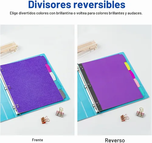 Vista 2 de Avery Big Tab Divisores reversibles de moda, colores surtidos, juego de 5 pestañas (24928)