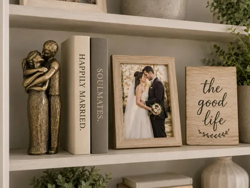 Vista 3 de JFSM INC. Escultura de amantes almas gemelas besándose - Perfecta para bodas