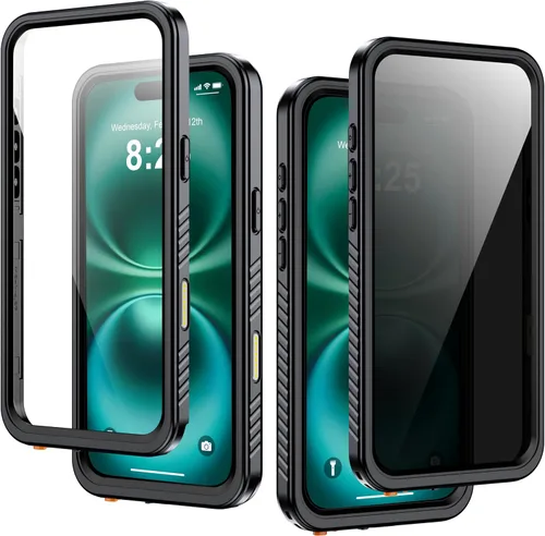 Vista 26 de Funda impermeable para iPhone 15, protector de pantalla de privacidad integrado y protector de pantalla HD [IP68 bajo el agua] a prueba de golpes a