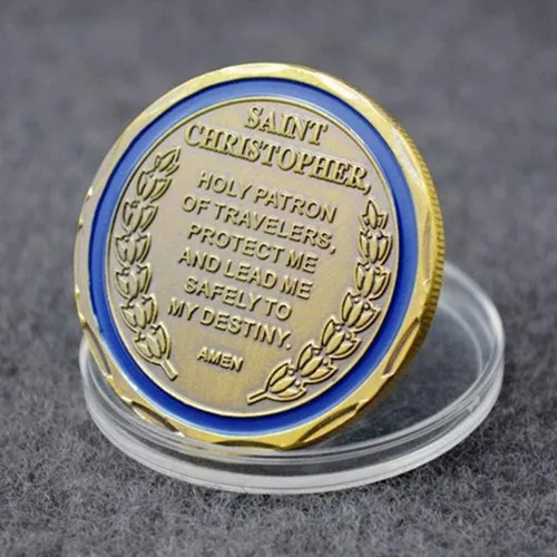 Vista 3 de Moneda de oración de San Cristóbal Proteger de Estados Unidos