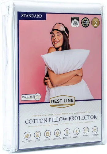 Vista 9 de Juego de 2 fundas de almohada de tamaño Queen de 21 x 31 pulgadas, impermeables, con cremallera, 100% algodón, hipoalergénicas, con cremallera