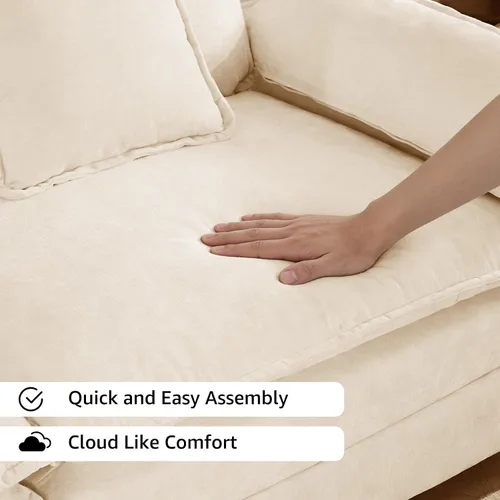 Vista 7 de Sofá modular modular de felpilla beige de 78 pulgadas para sala de estar, sofá modular de felpilla beige para sala de estar, sofás para sala