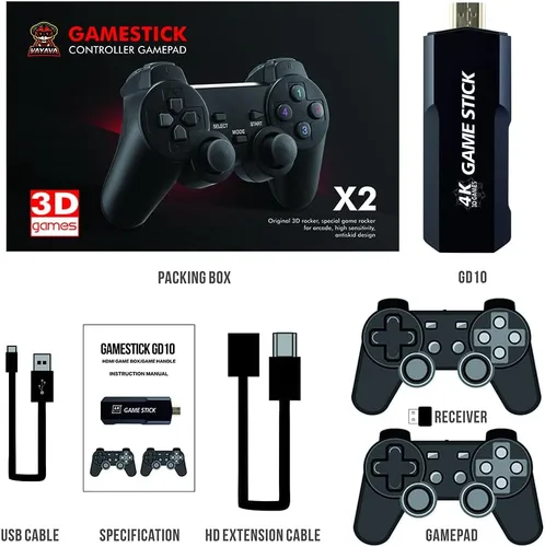 Vista 6 de Topoo 4K Retro Arcade Game Console Game Stick con 2 controladores inalámbricos Gamepad 128G con 4000 juegos para TVPC