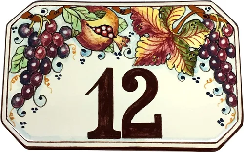 Vista 8 de CERAMICHE D'ARTE PARRINI - Azulejo de cerámica italiana de cerámica personalizada Número de casa placas cívicas decoradas frutas pintadas a mano