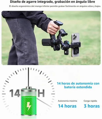 Vista 8 de FeiyuTech Scorp Mini 3 estabilizador de cardán para smartphone, cardán de teléfono de 3 ejes módulo de seguimiento de IA integrado, con ventilador