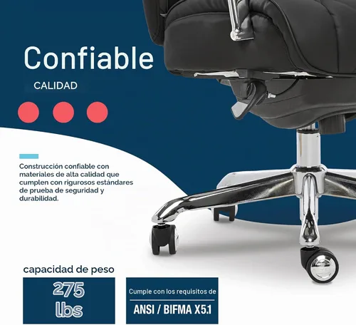 Vista 10 de La-Z-Boy Sutherland CHR10048A - Silla giratoria ergonómica de piel Negro
