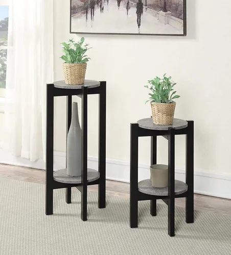 Vista 5 de Convenience Concepts Newport - Soporte mediano para plantas, cemento sintético, color negro Cemento sintético/negro