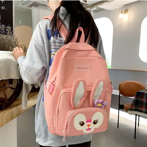 Vista 3 de Mochila kawaii 5 bolsas de dibujos animados anime, mochila de viaje antirrobo kawaii de 16 pulgadas, regalos de nuevo semestre, Rosado