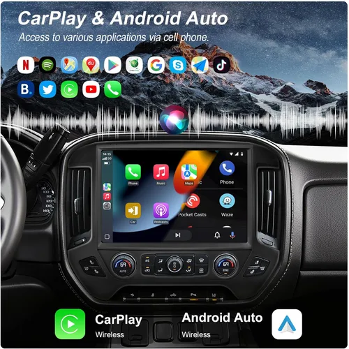 Vista 5 de Actualización estéreo de radio QLED de 13.1 pulgadas para Chevy Silverado y GMC Sierra 2014-2018, unidad principal de 8 núcleos con CarPlay/Android