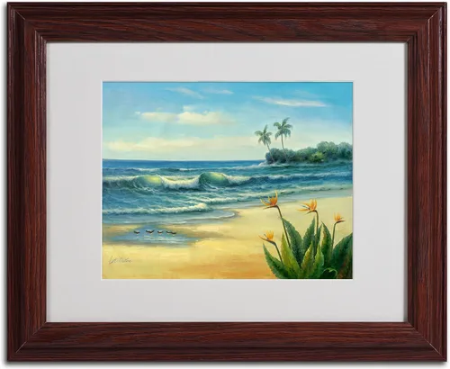 Vista 2 de Trademark Fine Art Paradise by Victor Giton - Obra de arte con marco de madera, 11 x 14 pulgadas
