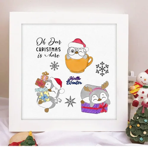 Vista 5 de Sellos transparentes de Feliz Navidad para hacer tarjetas, diseño de pingüino de invierno con copos de nieve, sellos de goma transparente para Oh