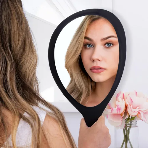 Vista 6 de Zadro Espejo de mano grande con asa, espejos de salón para estilistas, espejo de mano grande para maquillaje, para colgar en la pared