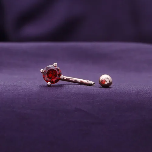 Vista 3 de AFFY Piercing para el cuerpo en oro de 14 quilates sobre plata de ley, granate
