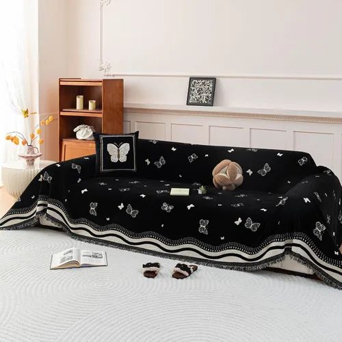 Vista 38 de DREAMINGO Funda para sillón reclinable con estampado floral verde y botánico de jacquard, 1 cojín, acogedora funda de felpilla para sala de estar