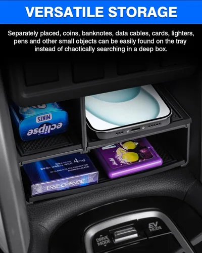 Vista 3 de Autorder Organizador de consola central para Toyota Corolla Cross 2022 2023 2024 2025 sin cargador inalámbrico, accesorios para reposabrazos, caja