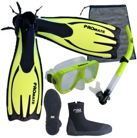 Vista 6 de PROMATE Juego de bolsas de equipo de buceo con máscara de snorkel, botas de snorkel, aletas