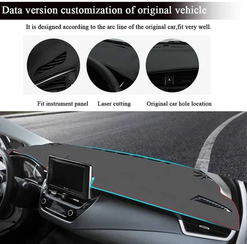 Vista 2 de Rifoda para Toyota Corolla Alfombrilla para Salpicadero Compatible con Corolla 2022 2021 2020 2019 Material de Cuero con Costuras Negras