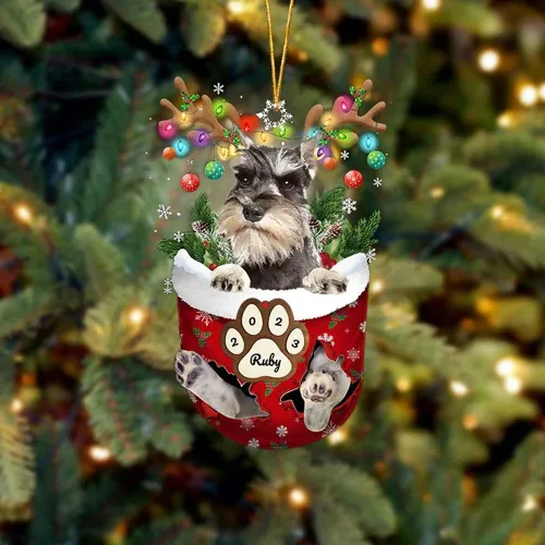 Vista 53 de Adornos personalizados de Pug cervatillo – Decoración personalizada para árbol de Navidad con patas de bolsillo de nieve