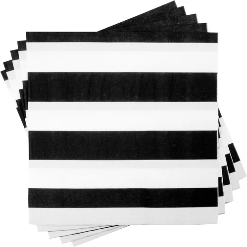 Vista 6 de BLUE PANDA Servilletas de cena – Diseño clásico de rayas blancas y negras – Servilletas desechables de cóctel y boda – Toallas decorativas