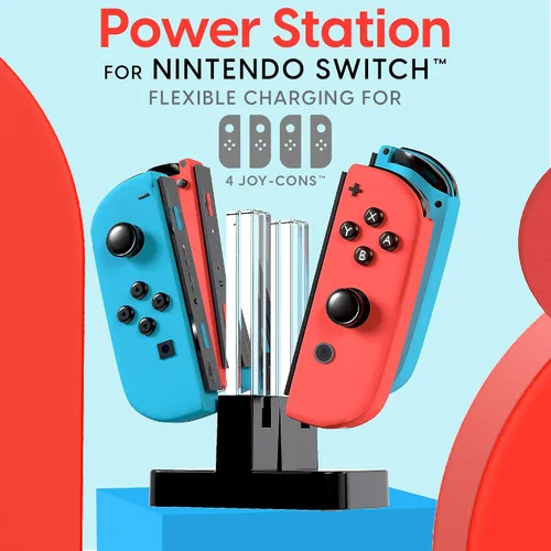 Vista 2 de TALK WORKS Charging Dock Station Compatible with Nintendo Switch Joy-Con + OLED - Charger Base, Remote Accessories Docking Station for 4 Controllers