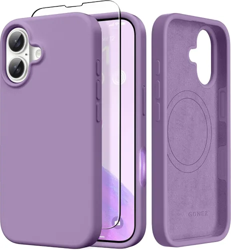 Vista 179 de GONEZ Funda magnética para iPhone 14, compatible con Magsafe, con protector de pantalla + protector de cámara, forro de microfibra antiarañazos