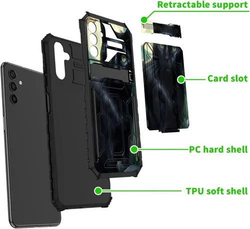 Vista 2 de Funda para Samsung A13 5G, Galaxy A13 5G con tarjetero desmontable atril resistente a prueba de golpes funda protectora para Samsung Galaxy A13 Gato