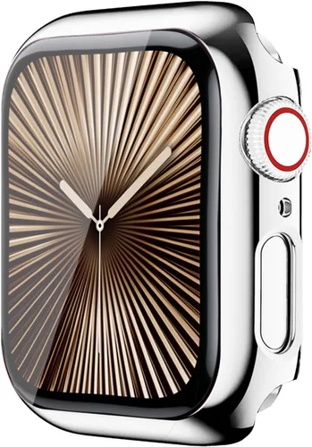 Vista 12 de Estuche duro mate para Apple Watch Series 7 8 9 41mm, protector de pantalla de vidrio templado, estuche con cobertura completa, amortiguador a