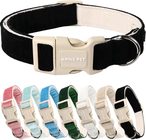 Vista 27 de Aring Pet Collar de algodón, ligero y ajustable, con hebilla de liberación rápida para perros pequeños, medianos y grandes, para cachorros, rosa