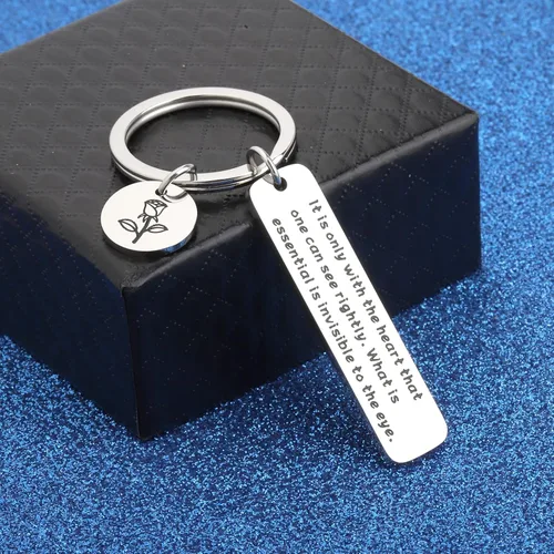 Vista 7 de WUSUANED Llavero con cita de príncipe pequeño, regalos inspiradores, corazón que puede ver correctamente el regalo esencial para los amantes