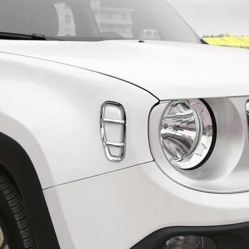 Vista 5 de Jimen Compatible con Jeep Renegade 2015-2023, cubierta de luz de marcador lateral de guardabarros automático (cromado)