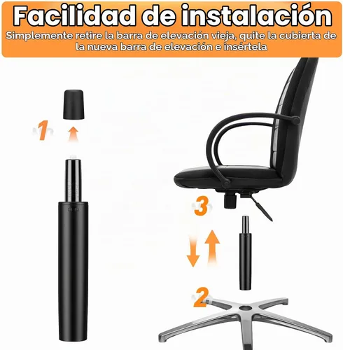Vista 3 de Reemplazo del cilindro de silla de oficina, cilindro hidráulico de elevación de gas neumático de alta resistencia