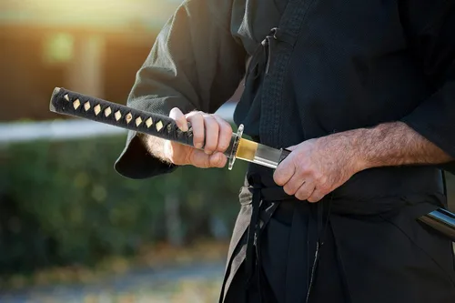 Vista 7 de HMS Aleación de aluminio sin afilar Iaido Training Wakizashi Sword Blunt 21in Blade Safe for Iaido Practice, Dojo Training & Display, Lightweight