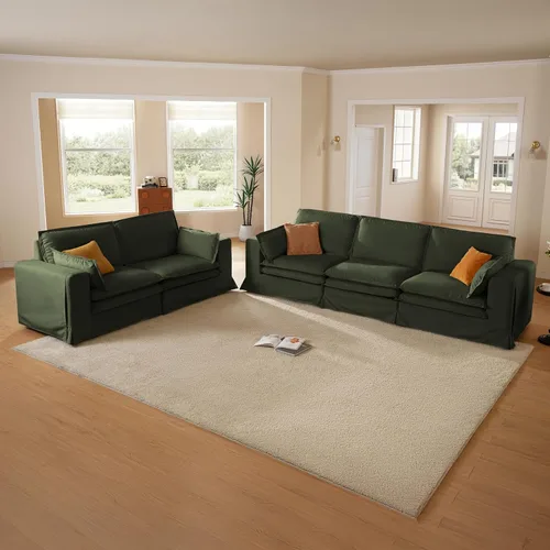 Vista 12 de Sofá modular lavable de gran tamaño de 89 pulgadas, sofá nube con funda totalmente extraíble, sofás seccionales para sala de estar, tela