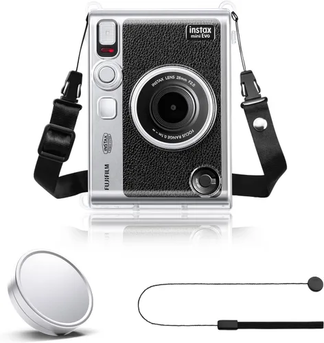 Vista 11 de Rieibi Funda protectora transparente para cámara instantánea Fujifilm Instax Mini Evo, funda rígida con correa para el hombro