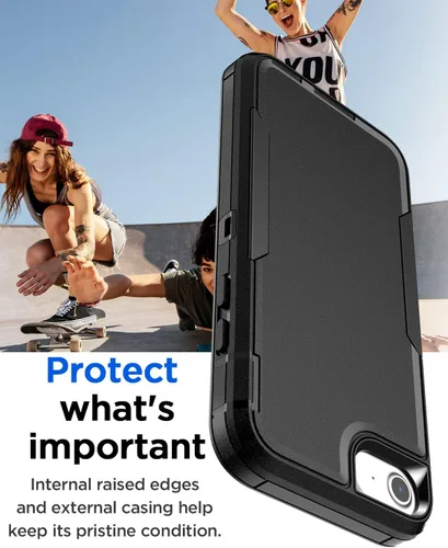 Vista 3 de AICase Funda para iPhone SE 2022/3rd/2020/8/7/6, soporte magnético para automóvil, resistente de 2 capas, duradero, protección de grado militar, a