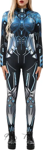 Vista 8 de Womens Hi-neck Skeleton Print Bodycon Jumpsuits Fullbody Unitard 2020#Pattern4