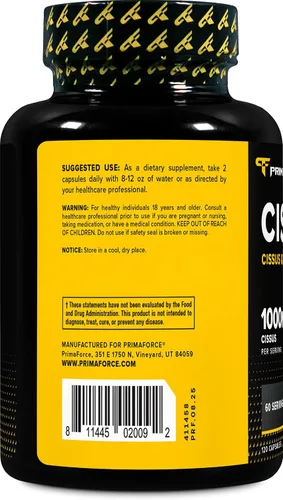 Vista 3 de PrimaForce Extracto de Cissus Quadrangularis, 120 cápsulas, 1000 mg por porción, sin gluten, sin OMG
