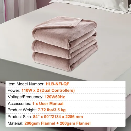 Vista 7 de VEVOR Manta térmica eléctrica, 84 x 90 pulgadas, beige