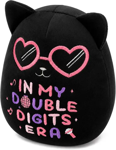 Vista 11 de Peluche de gato negro de 8 pulgadas con pastel, lindo regalo de cumpleaños negro para niñas, niños y gatos, decoración de la habitación del hogar