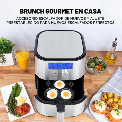 Vista 5 de Kalorik MAXX® Plus - Freidora de aire digital 7 en 1 sin aceite, pantalla LCD, 22 presets inteligentes, 5 accesorios y libro de recetas, 1750 W