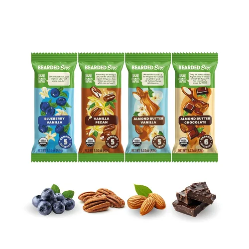 Vista 16 de Bearded Brothers Barras energéticas veganas orgánicas, sin gluten ni soja, paleo, enteras 30 Sin OMG, bajas glucémicas, altas en proteínas, fibra