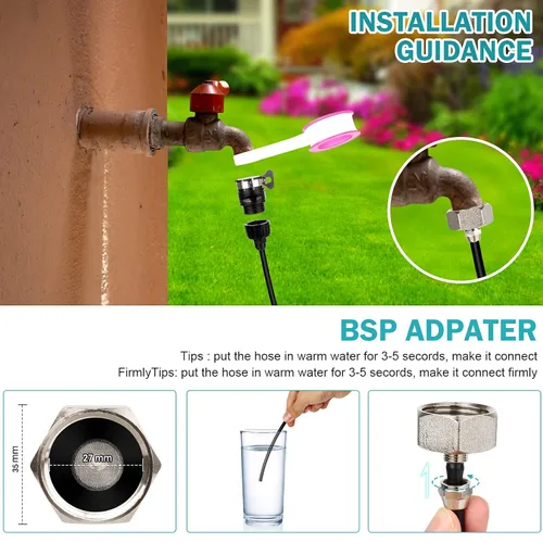 Vista 6 de Sistema de refrigeración por nebulización al aire libre – Mister de jardín de patio de 82 pies (82.0 ft) con 30 boquillas de latón y adaptador
