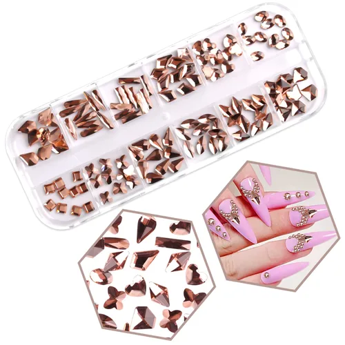 Vista 4 de 2 cajas de diamantes de imitación rojos para uñas, cristales de cristal para uñas, parte trasera plana, diamantes de imitación para uñas, piedras