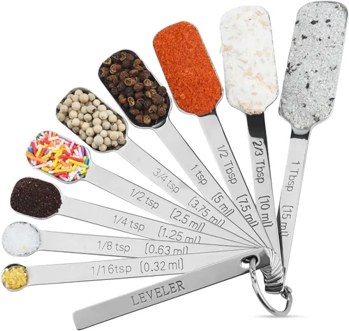 Vista 11 de Juego de tazas y cucharas medidoras de cobre, juego de tazas y cucharas medidoras de acero inoxidable, taza métrica y estadounidense 7 medida y 9